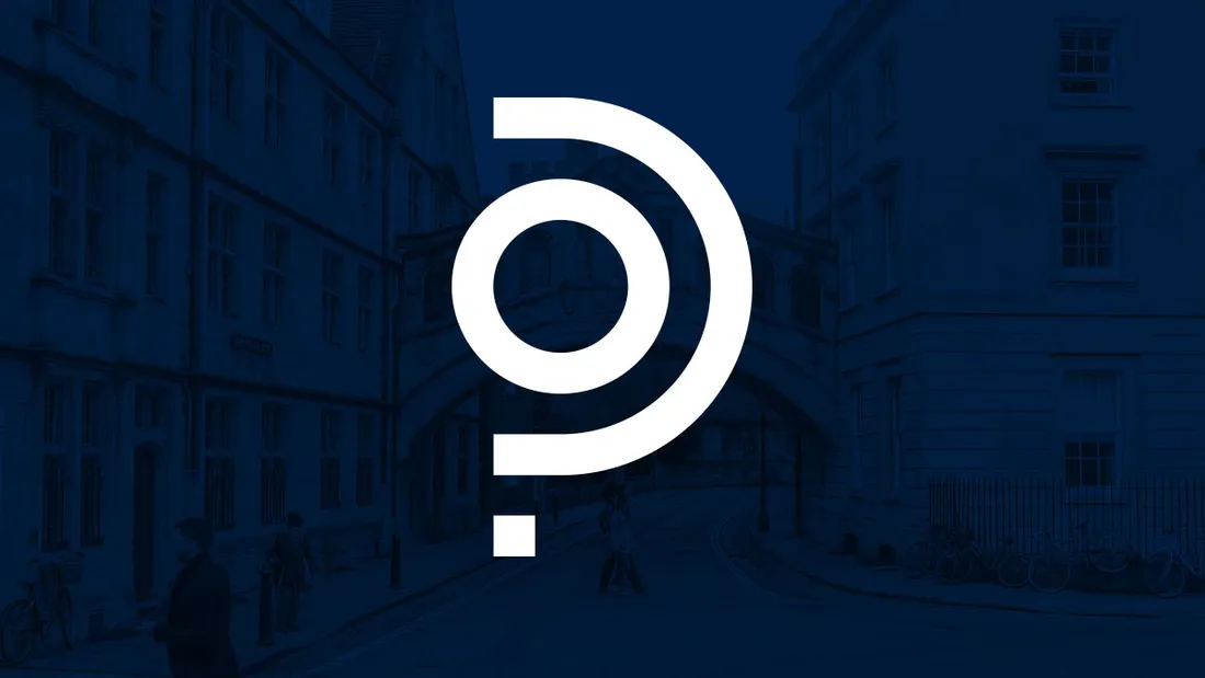 The Bridge of Sighs over New College Lane, Oxford, in a dark blue wash behind the GFI mark.